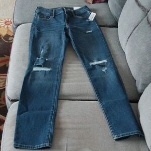 Old Navy Distressed Slim Straight Darker Wash Jean